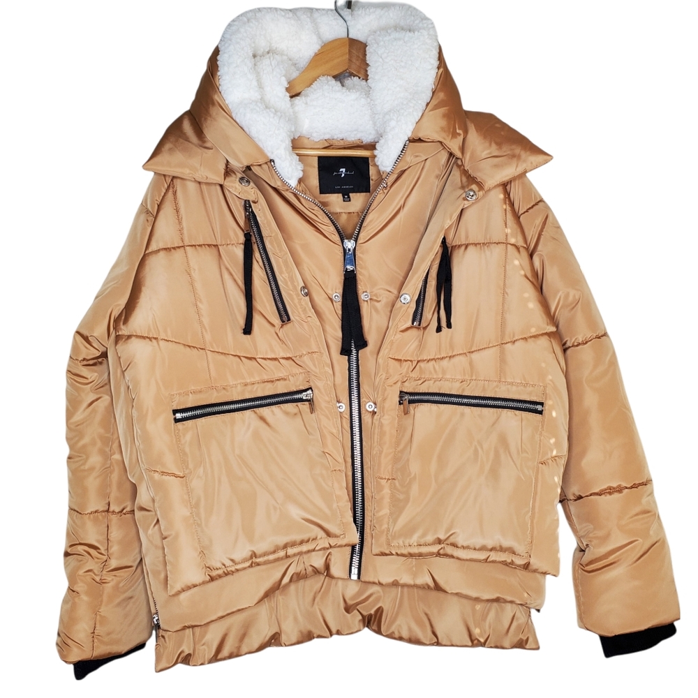 7 For All Mankind Jacket with Sherpa Lined Hood Size Medium NWT